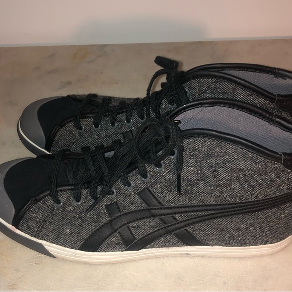 VINTAGE Onitsuka hi top canvas casual mens shoes size 8.5 Euro 42 gray black EUC - Picture 5 of 6